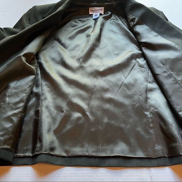 Pendleton Petite Skirt and Jacket set dark green Size 16 Wool padded shoulders - Picture 10 of 15
